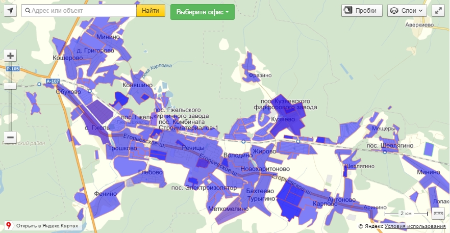 Карта покрытия компании "Интронекс" Карта покрытия компании "Интронекс"